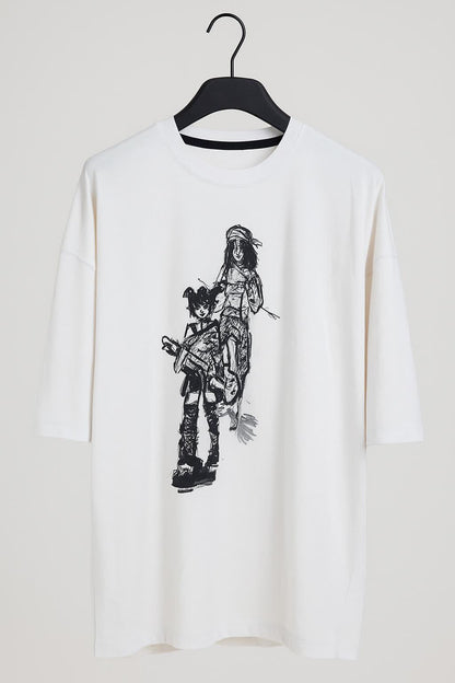 Printed White T-Shirt (OVERSIZED)