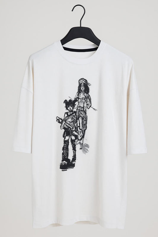 Printed White T-Shirt (OVERSIZED)
