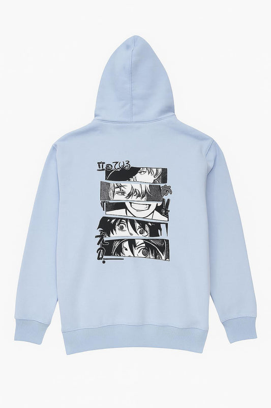 Anime Printed Sky Blue Hoodie
