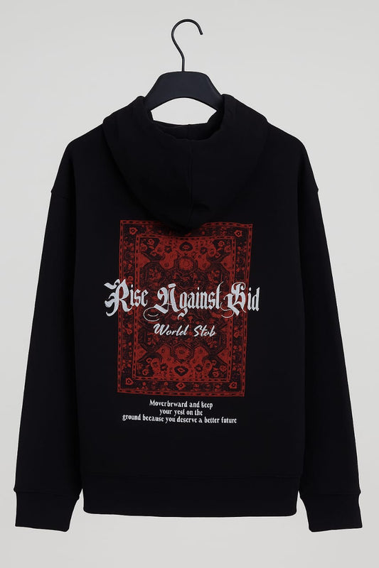 Black Printed Hoodie